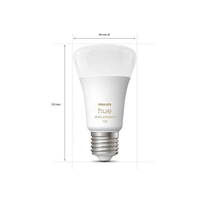 LED de arranque del kit LED conectado Philips Hue White - 10.5W - Lote 2 E27 - Control remoto de Hue 5 LED de arranque del kit LED conectado Philips Hue White - 10.5W - Lote 2 E27 - Control remoto de Hue 5