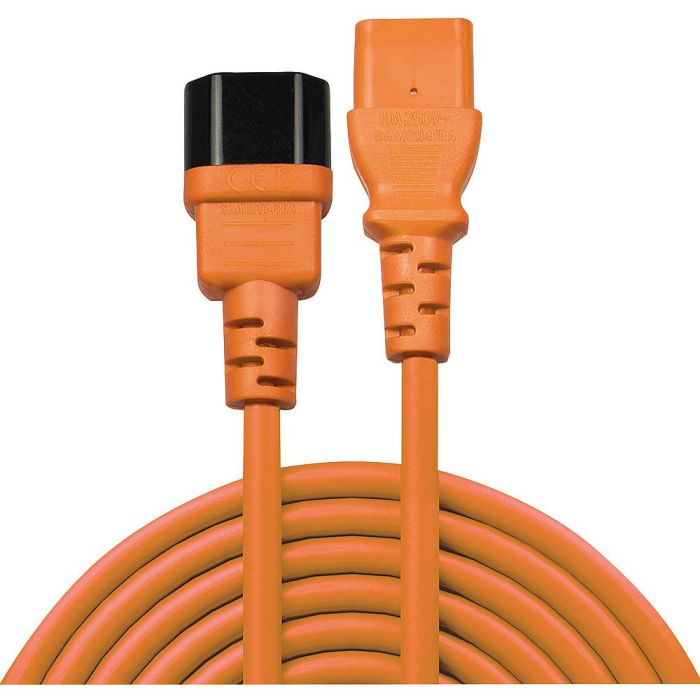 Lindy Cable de Extensión IEC 2m Naranja para Monitores, PCs, Equipos de Sonido e Iluminación - Hogar y Oficina 1
