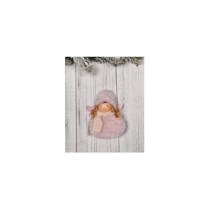 DKD Home Decor Decoración Colgante Navidad Tradicional Figura Niña Poliéster Blanco Gris 5x13x9 cm (12 Unidades) 1