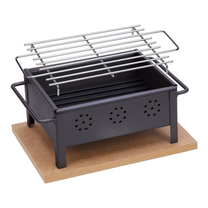 Sauvic Barbacoa de Sobremesa 2905 Parrilla Inoxidable 25x20cm Hierro Pintado Anticalórico Tabla Incluida 1