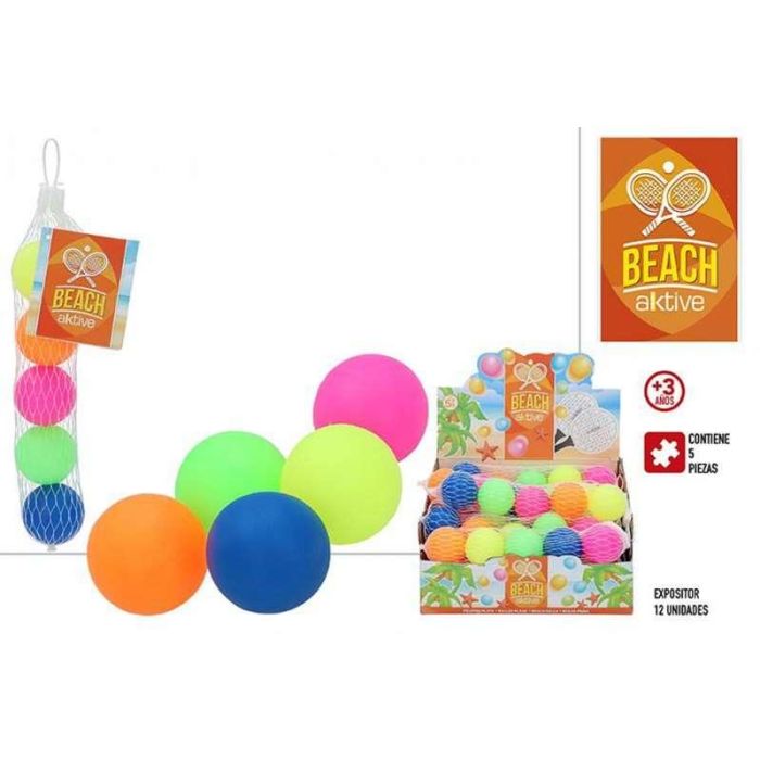 Pelotas palas playa 4x4x124 cm en red 5 unidades exp 12 piezas 1