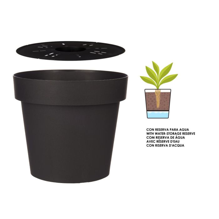Maceta Plastico Antracita Con Reserva Agua 30Cm Ibergarden (6 Unidades) 1 Maceta Plastico Antracita Con Reserva Agua 30Cm Ibergarden (6 Unidades) 1