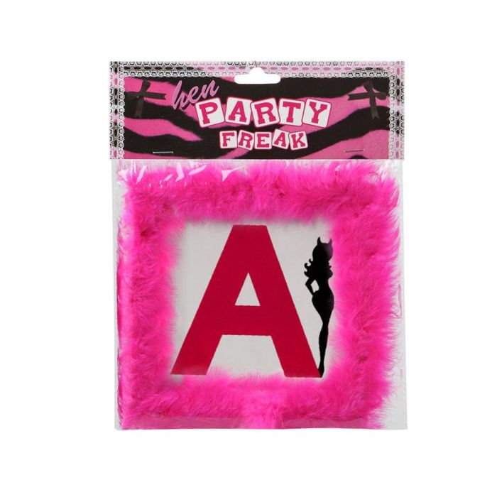 Colgante Despedida de Soltera Letra "A" Blanco y Rosa con Plumas para Identificar a la Protagonista Colgante Despedida de Soltera Letra "A" Blanco y Rosa con Plumas para Identificar a la Protagonista