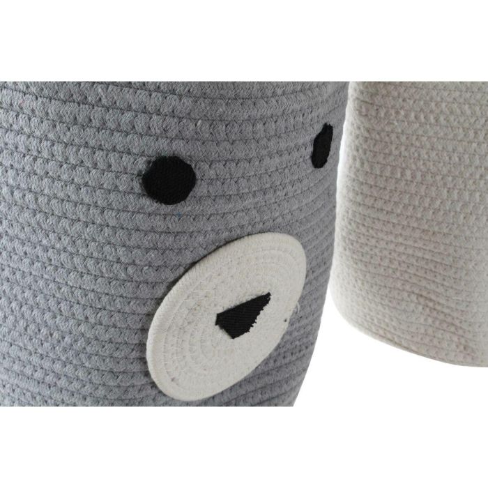Cesta Decorativa DKD Home Decor Blanco Gris Infantil Oso 25 x 25 x 37 cm (2 Unidades) 2