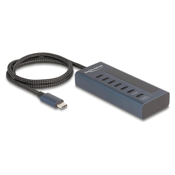 DeLOCK 64288 Hub USB 3.2 con 7 Puertos USB Type-C (6 Datos + 1 Datos/PD), USB-C a USB-C 10 Gbps, Power Delivery 20W, Indicador LED, Metal Azul 0 DeLOCK 64288 Hub USB 3.2 con 7 Puertos USB Type-C (6 Datos + 1 Datos/PD), USB-C a USB-C 10 Gbps, Power Delivery 20W, Indicador LED, Metal Azul 0