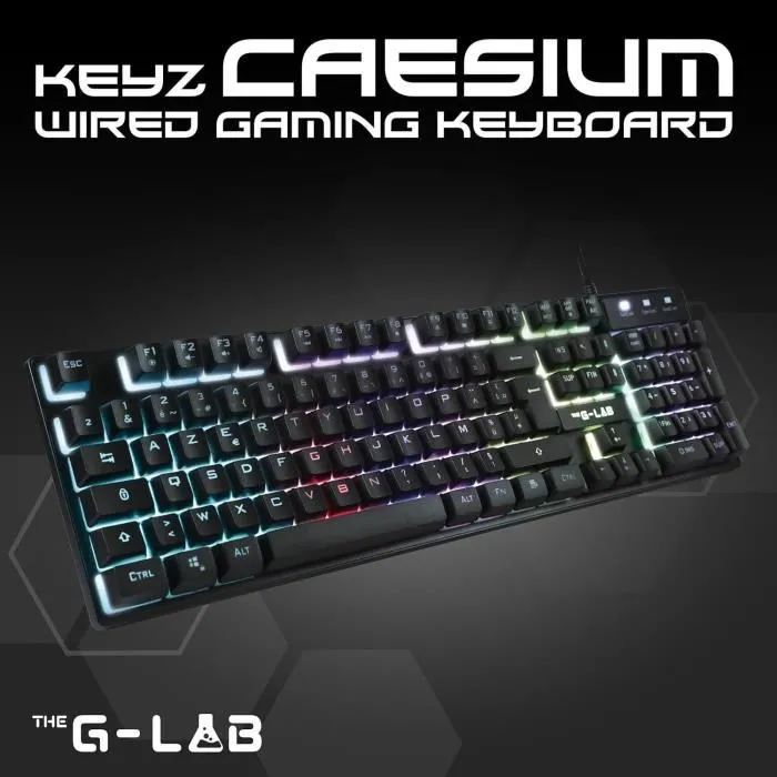THE G-LAB Teclado Gaming KEYZ-CAESIUM/FR Membrana RGB Diseño FR 12 Atajos 19 Teclas Anti-Ghosting 5