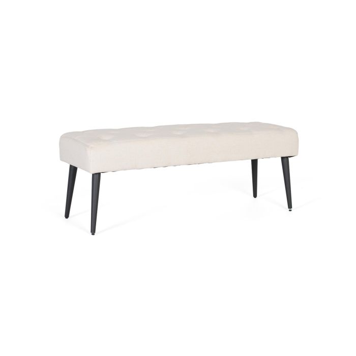 Giner y Colomer Banco de Tela Beige con Patas de Hierro Negro - Asiento 14 cm 1