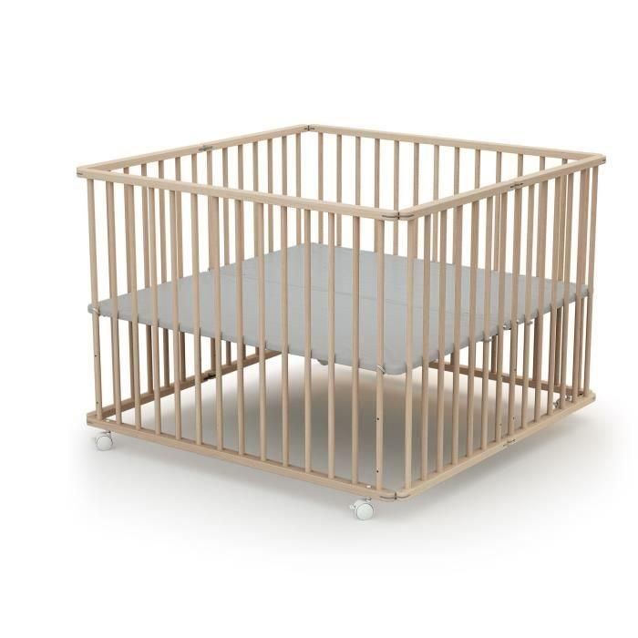 Parque plegable cuadrado - WEBABY - CALI - 100 x 100 cm - 4 ruedas - Hasta 24 meses - Haya cruda 3 Parque plegable cuadrado - WEBABY - CALI - 100 x 100 cm - 4 ruedas - Hasta 24 meses - Haya cruda 3