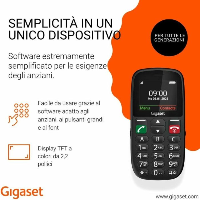 Gigaset GL395 Teléfono Móvil para Personas Mayores, Tecla SOS, Pantalla Grande, Base de Carga, IP44, Negro 6