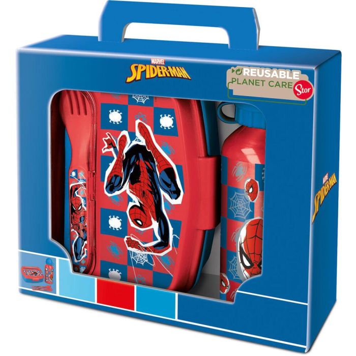 Set Sandwichera cubiertos + botella aluminio Spiderman Marvel 400ml 0 Set Sandwichera cubiertos + botella aluminio Spiderman Marvel 400ml 0