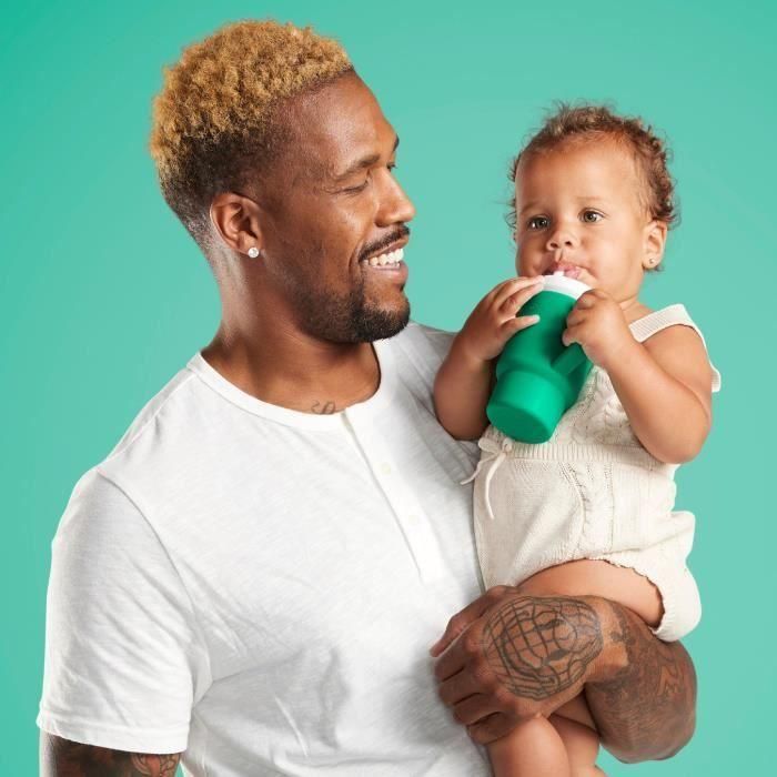 Infantino INF0773554080391 Taza de Aprendizaje para Bebés de Silicona - Mi Primera Taza, Verde Abeto 4