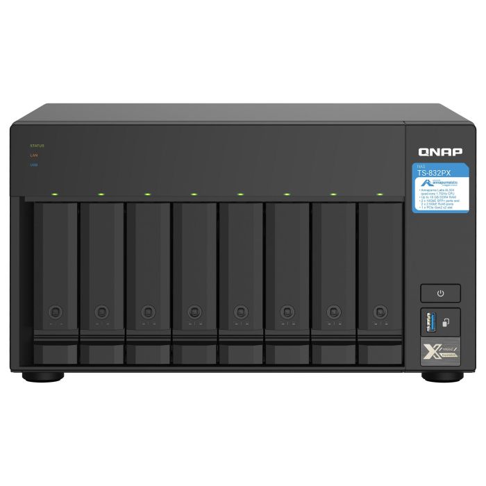 QNAP TS-832PX-4G NAS Torre 8-Bay 4GB DDR4 AL324 1.7GHz 2500Mbit/s QNAP TS-832PX-4G NAS Torre 8-Bay 4GB DDR4 AL324 1.7GHz 2500Mbit/s