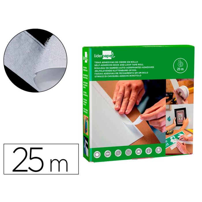 Cinta De Cierre Adhesiva Liderpapel Velcro Blanco 20 mm X 25M