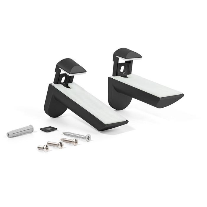 Italiana Ferramenta 504.1243 Soporte Estante Mural Kaiman de Zamak Negro, para Cristal (7-19mm) y Madera (18-41mm), 25kg (2 Unidades)