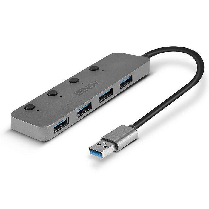 Hub USB LINDY Negro Gris (1 unidad) 3