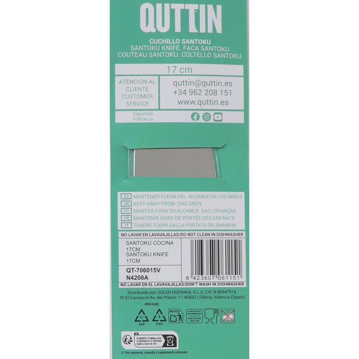 Cuchillo Santoku Cocina 17 cm Black - Quttin (24 Unidades) 5 Cuchillo Santoku Cocina 17 cm Black - Quttin (24 Unidades) 5