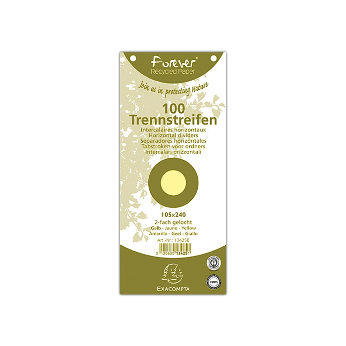 Exacompta Separadores Cartulina Reciclada 105x240 mm Paquete 100 Fichas Colores Surtidos 1