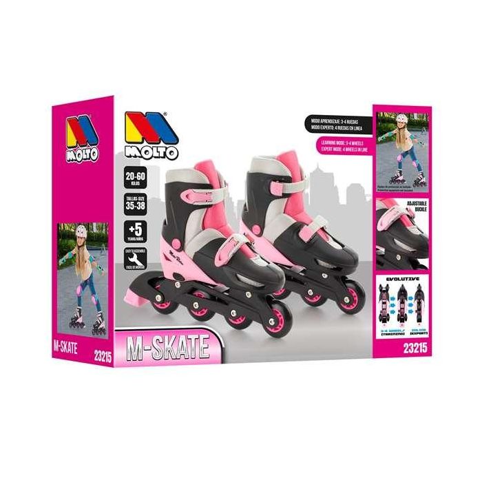 Patines 4 en linea rosa ajustable talla m ( 35/38) 4 Patines 4 en linea rosa ajustable talla m ( 35/38) 4