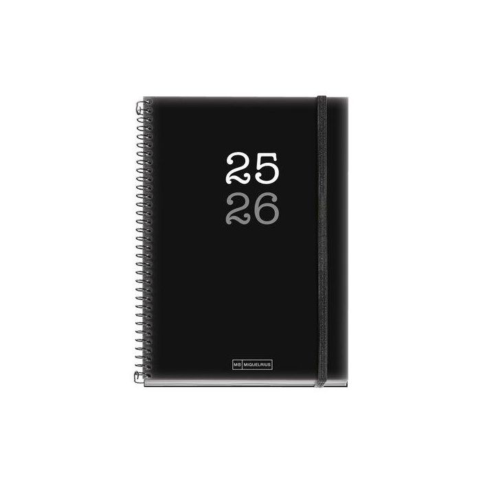 Agenda Escolar (2025-26) Miquelrius College Espiral Tapa Pp Con Goma Plus 4º 150X213 S/V Apais. Negro
