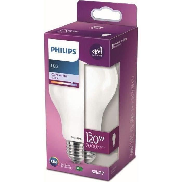 Bombilla standard led e27 13w 2000lm 4000k luz dia ø7x12,1cm. philips