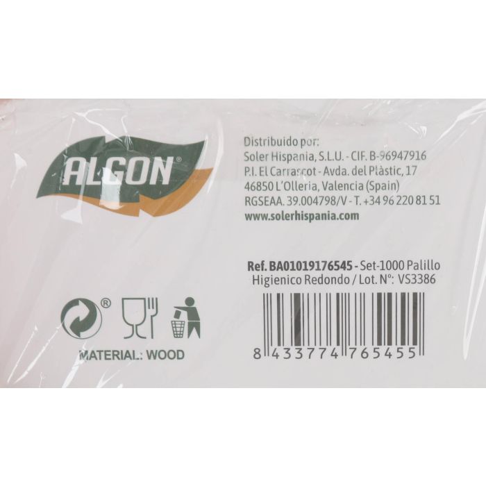 Palillo Higiénico Redondo Algon - Pack 1000 unidades (18 Cajas) 1 Palillo Higiénico Redondo Algon - Pack 1000 unidades (18 Cajas) 1
