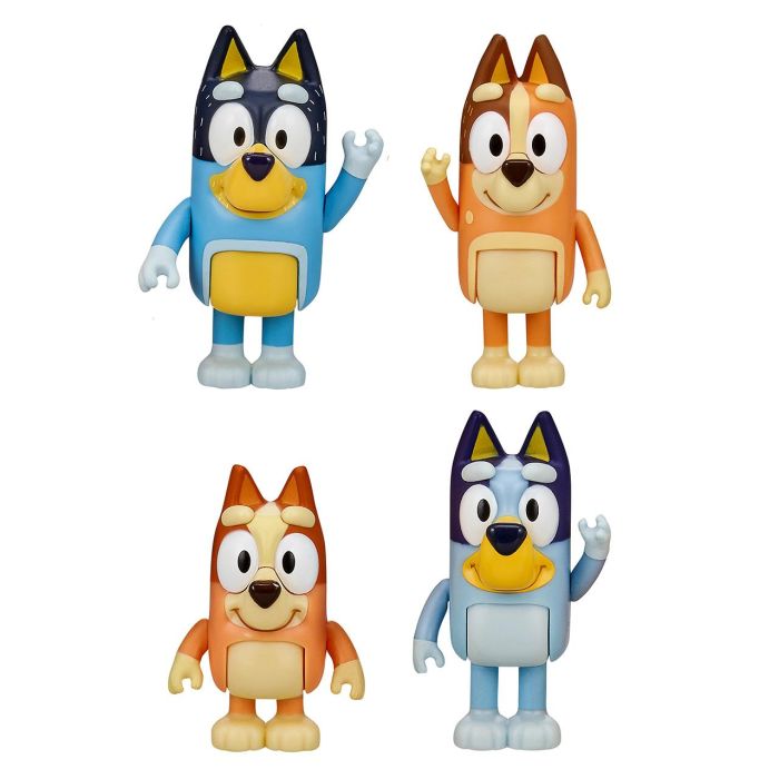 Moose Toys Set 4 Figuras de Acción Familia Bluey: Colección Bluey, Bingo, Bandit y Chilli para niños +3 años 1