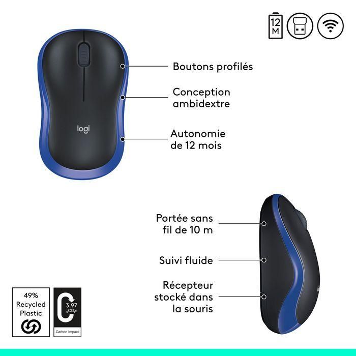Logitech M185 Ratón Inalámbrico Plug-and-Play, Fiable, con Receptor USB, 12 Meses de Batería y 3 Años de Garantía, Azul 6