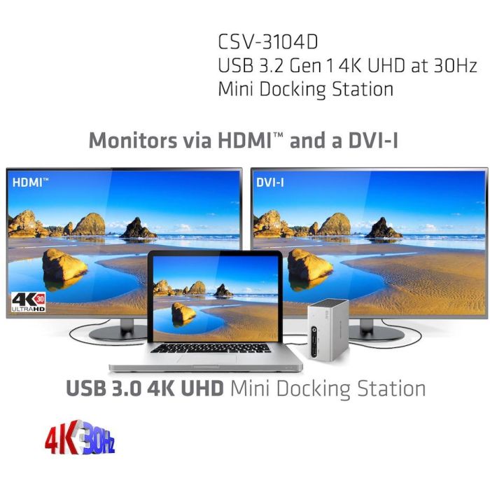 Club3D 4K Mini-Dockingst USB3 ->4xUSB3/HDMI/DVI/LAN silber 7 Club3D 4K Mini-Dockingst USB3 ->4xUSB3/HDMI/DVI/LAN silber 7