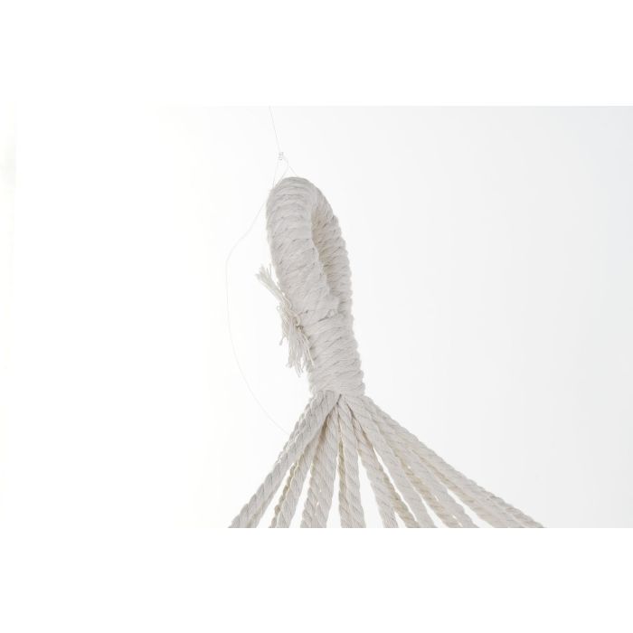 DKD Home Decor Hamaca Terraza Y Jardín Beige 100 x 0.5 x 200 cm Algodón y Poliéster con Flecos para Máximo 100kg 3