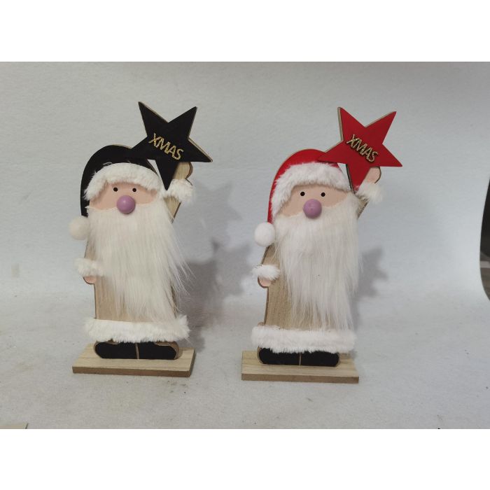 DKD Home Decor Figura Navidad Moderna Papanoel Surtido de Colores (Negro, Dorado, Rojo, Blanco) MDF 5x31x15 cm (6 Unidades)