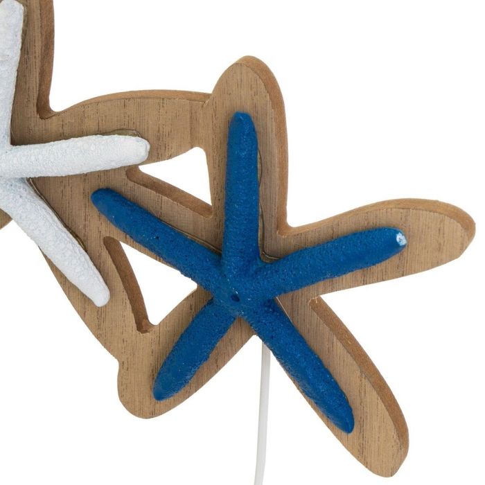 Perchero de Pared Azul Blanco Natural Metal Hierro Madera MDF 30 x 5 x 19 cm 2