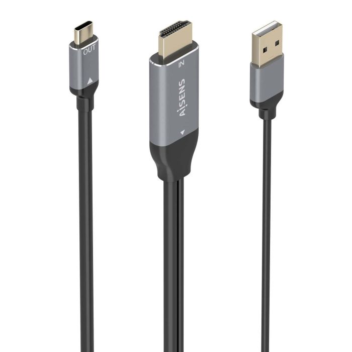 AISENS - CABLE CONVERSOR ALUMINIO HDMI V2.0 A USB-C 4K@60HZ, HDMI/M+USB-A/M-USB-C/M, NEGRO, 1.8M AISENS - CABLE CONVERSOR ALUMINIO HDMI V2.0 A USB-C 4K@60HZ, HDMI/M+USB-A/M-USB-C/M, NEGRO, 1.8M