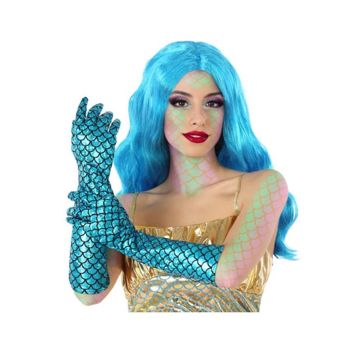 Guantes Sirena Azul Mujer Adulto