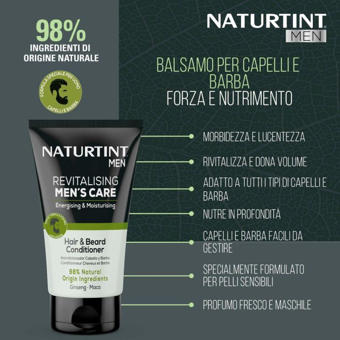 Naturtint REVITALISING MEN'S CARE Acondicionador para Cabello y Barba - Fortaleza y Nutrición 150 ml 8 Naturtint REVITALISING MEN'S CARE Acondicionador para Cabello y Barba - Fortaleza y Nutrición 150 ml 8