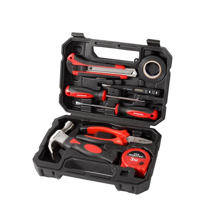 Workpro Juego de Herramientas 8 Piezas con Cutter, Destornilladores, Alicate Universal, Martillo, Cinta Métrica y Comprobador de Corriente 2