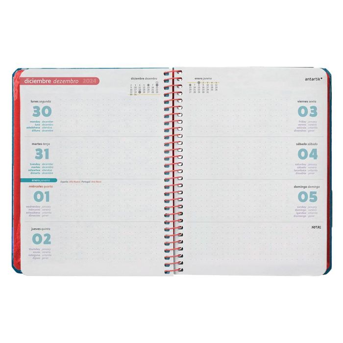 Agenda Espiral Antartik Bold A6 2025 Semana Vista Color Azul Papel 80 gr 8