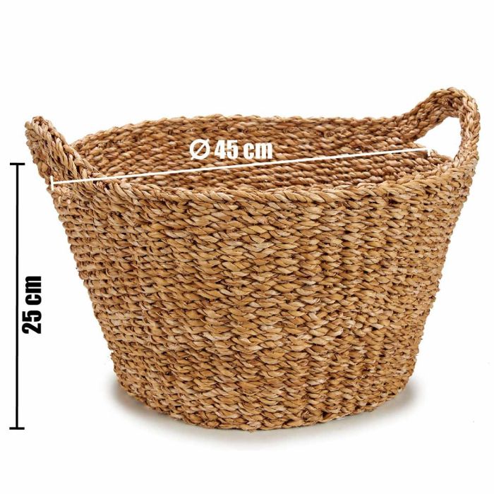 Cesto con Asa Redondo Giftdecor 52x28x47 cm, 18L, Marrón - Alga de Mar (6 Unidades) 2 Cesto con Asa Redondo Giftdecor 52x28x47 cm, 18L, Marrón - Alga de Mar (6 Unidades) 2