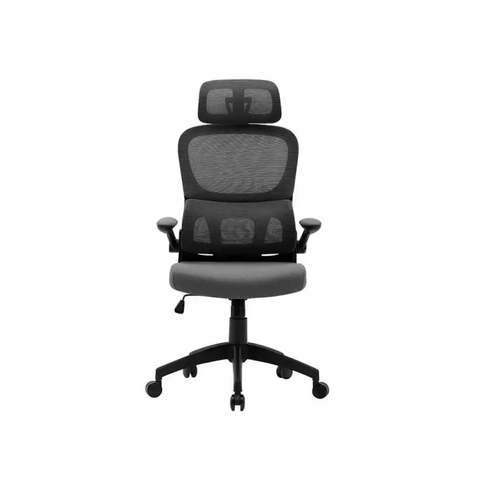 Q-connect Silla de Dirección Sorrento Malla con Base Metálica, Respaldo Transpirable, Reposabrazos Ajustables y Ruedas Premium, Color Gris, Alt Max 1320 mm 2