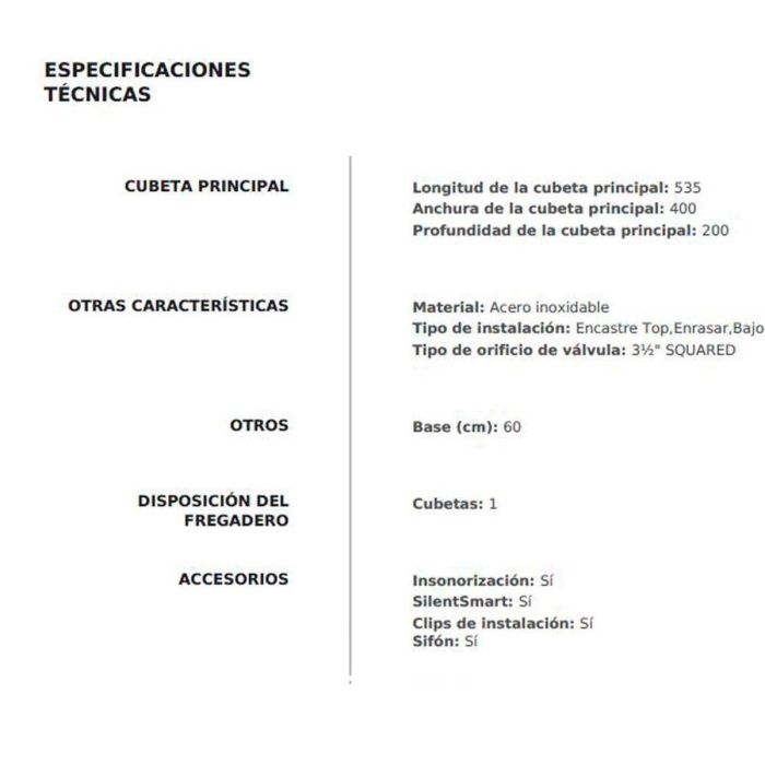 Fregadero de Un Seno Teka American Pro 60 M-XP 1B Acero