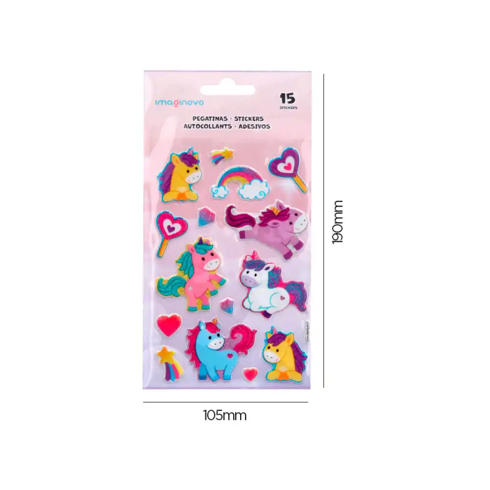Imaginovo Pegatinas Unicornios Magic Dreams con Brillo y Relieve 190x105 mm 4