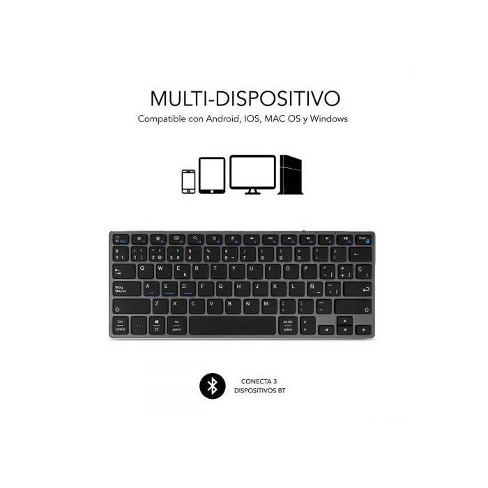 SUBBLIM Teclado Wireless Bluetooth Aluminio Advance Compact Grey 1