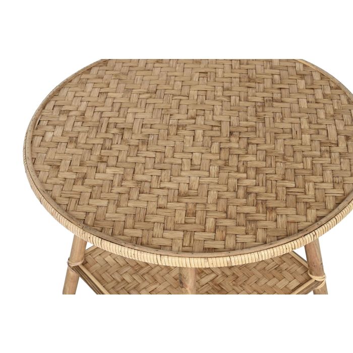 DKD Home Decor Mesita Auxiliar Tropical Marron Bambu Ratan 61 x 49 x 61 cm 1