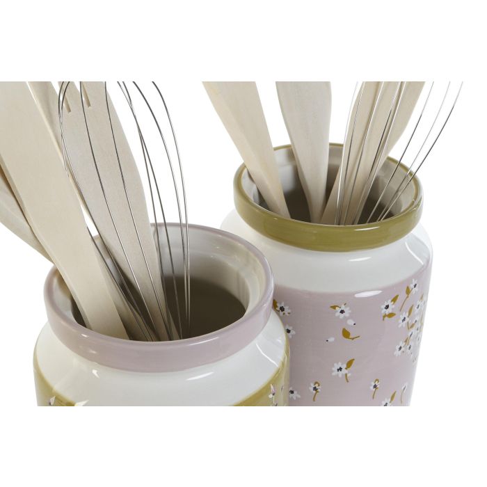 DKD Home Decor Bote Utensilios Spices 2023 Verde Lila 12 x 25 x 12 cm Set de 5 (2 Unidades) 2