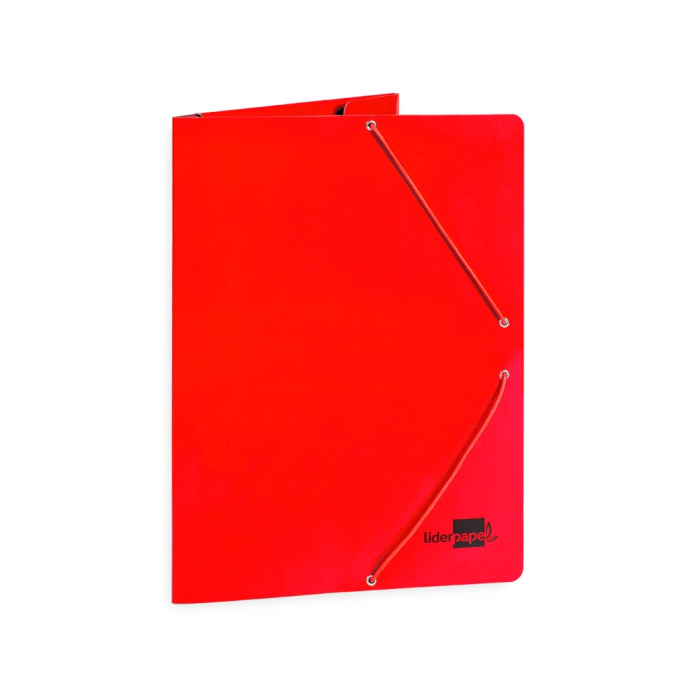 Liderpapel Carpeta de Gomas Tres Solapas Cartón Plastificado Folio Color Rojo 2