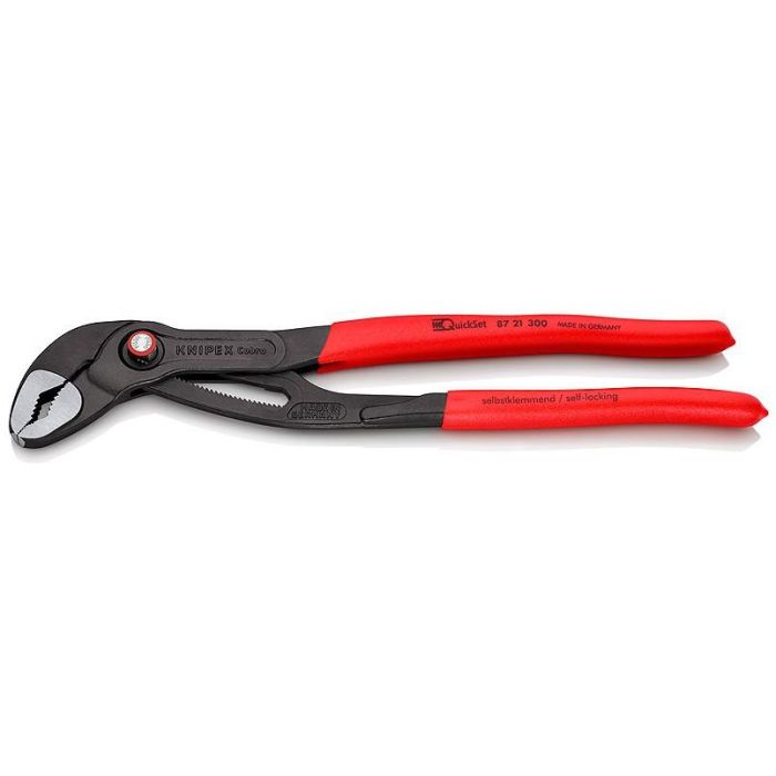 Knipex 87 21 300 Cobra QuickSet – Alicates Bomba de Agua Bimaterial, 300mm, Acero Cromo Vanadio, Rojo, 7cm/6cm