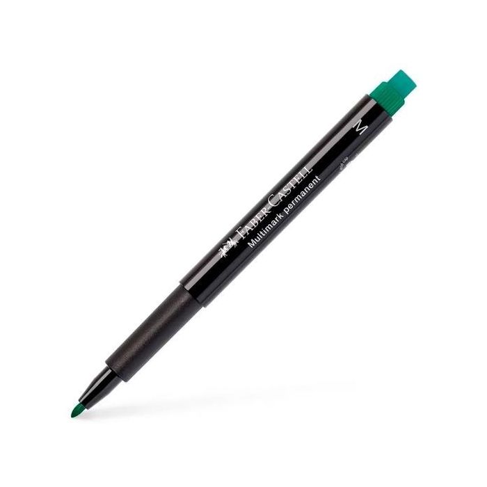 Faber Castell Rotulador Permanente Multimark M Multifuncional con Goma Integrada Verde - Pack de 10 Unidades (10 Unidades)