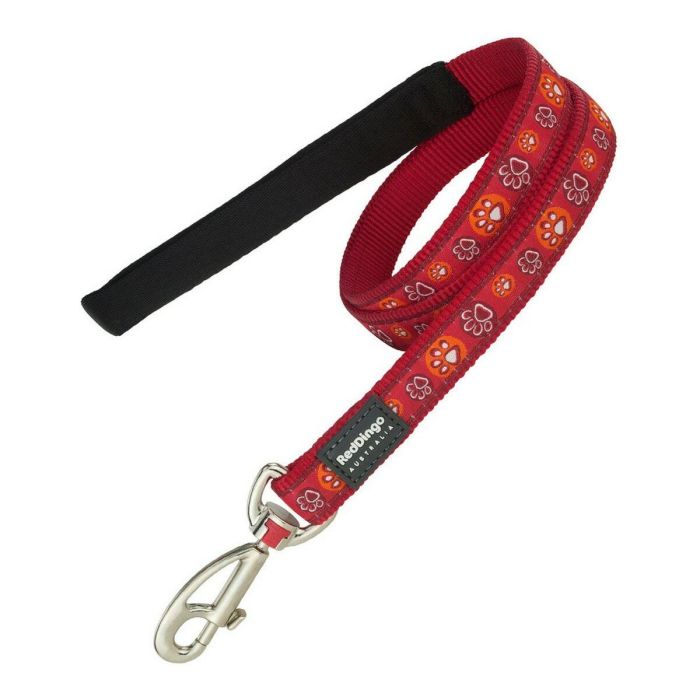 Red Dingo Correa Estilo Paw Impression Rojo 15mm x 1.2m Nylon