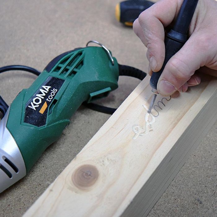 Koma Tools MR-170 Herramienta Multiusos Rotativa 170W con 190 Accesorios y Cable Flexible, Verde/Plateado, 23.5 x 7 cm 4