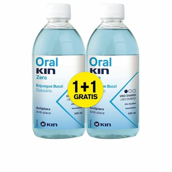 Kin OralKIN Zero Enjuague Bucal sin Alcohol, con Hexetidina y Flúor, Pack 2x 500ml para una Higiene Bucal Diaria Superior Kin OralKIN Zero Enjuague Bucal sin Alcohol, con Hexetidina y Flúor, Pack 2x 500ml para una Higiene Bucal Diaria Superior