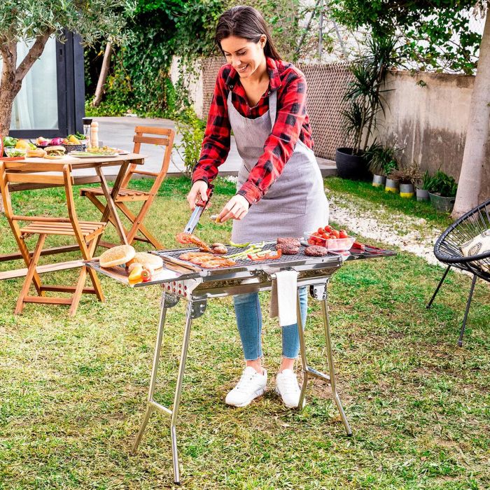 Barbacoa Plegable de Acero Inoxidable para Carbón ExelQ InnovaGoods 15 Barbacoa Plegable de Acero Inoxidable para Carbón ExelQ InnovaGoods 15